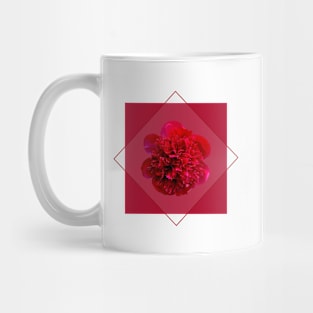 Red Peony Flower in a Diamond Design Mug